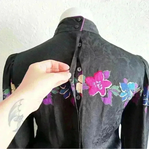 Mary McFadden silk 2 piece floral‎ print set size 4 - Picture 8 of 14